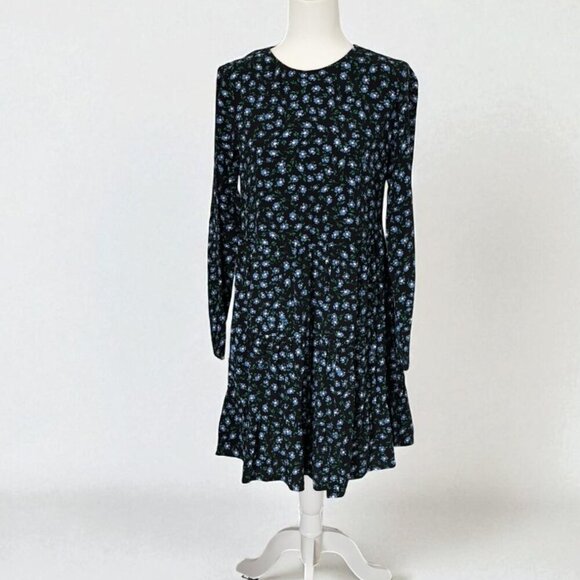 Loft floral print dress with tiered skirt | Black | Size: XS - Picture 3 of 8